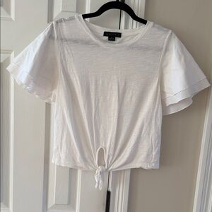 Sanctuary White Ruffle Sleeve Tie-Front Top Sz M